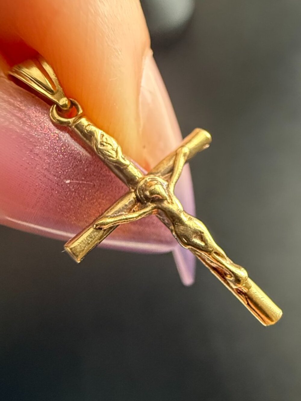 14K SOLID GOLD Religious Cross Pendant